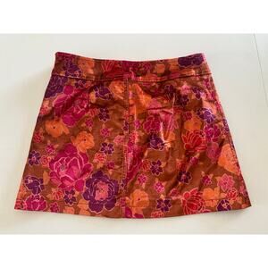 Free People Crushed Velvet Size 12 Floral Mini Skirt Lined